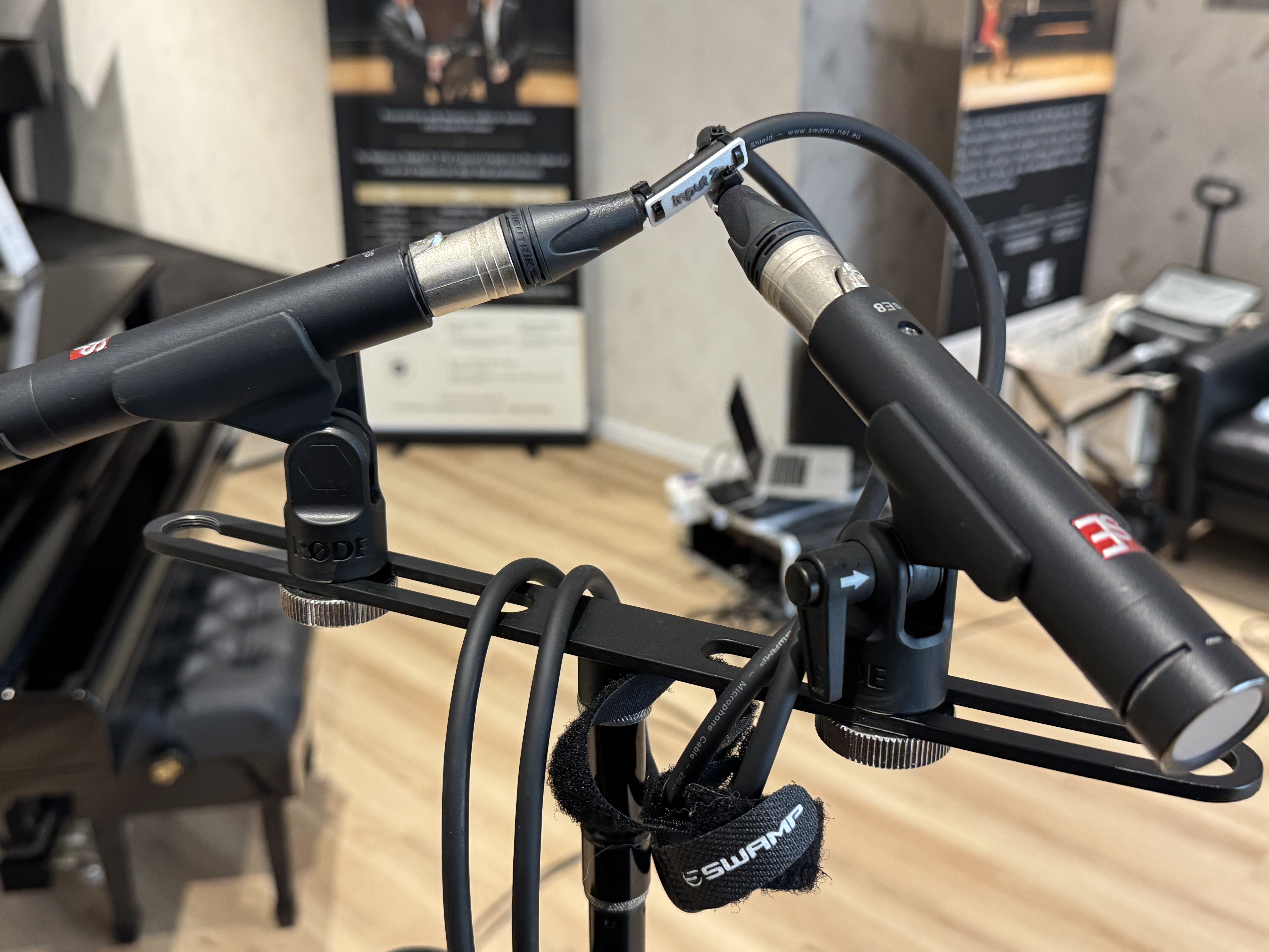 Stereo microphones at a recording session